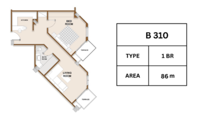 1 BEDROOMS